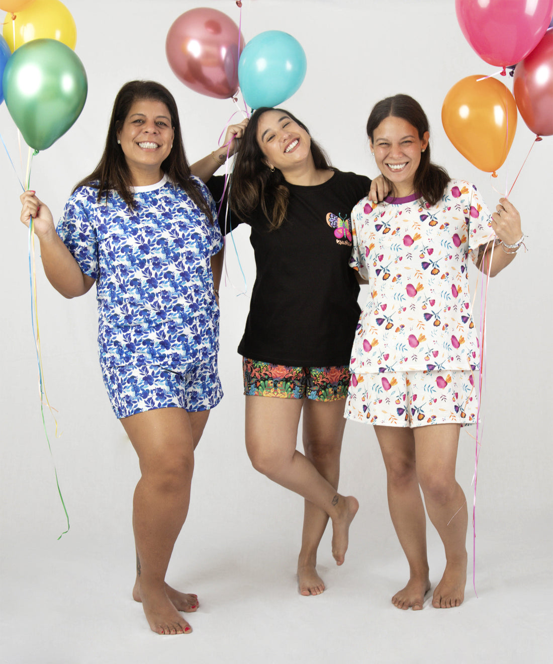 PROMO 2 x s/.200: PIJAMA FLORES AZULES SET DE POLO DE MANGA CORTA Y SHORT